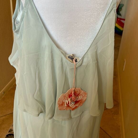 Show Me Your Mumu Womens Medium Caitlin Maxi Dress Ruffle Bridesmaid Blue NWT - Picture 7 of 8